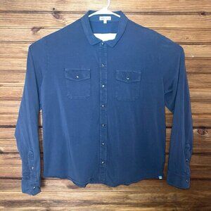 Peter Millar‎ Crown Western Shirt XXL 2XL Blue Pearl Snap Button Long Sleeve